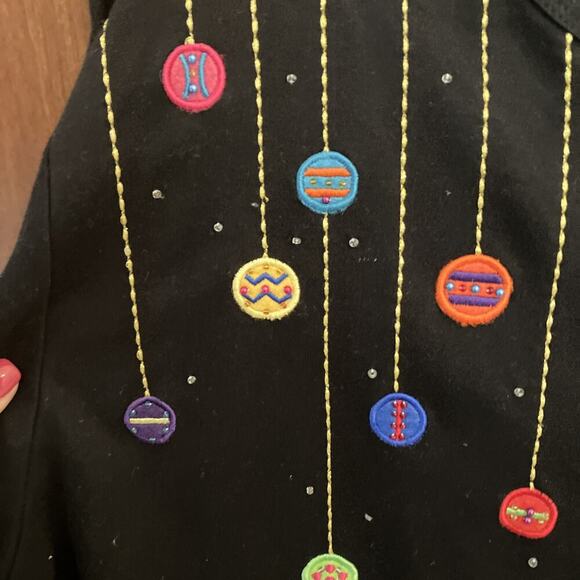 Marisa Christina Woman Christmas Beaded Ornament Black Cardigan Plus Size X - Picture 5 of 13